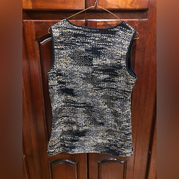 Kasper Gold & Black Sleeveless V Neck Top Sz M - Picture 4 of 6